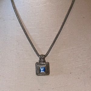 Silver vintage chain with blue stone #61